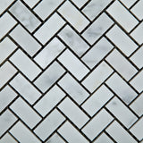 Carrara White Marble Polished Mini Herringbone Mosaic Tile