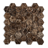 Emperador Dark Marble Polished 2" Hexagon Mosaic Tile