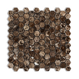 Emperador Dark Marble Polished 1" Mini Hexagon Mosaic Tile