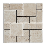 Ivory Travertine 3-Pieced Mini-Pattern Tumbled Mosaic Tile