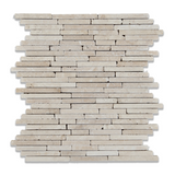 Ivory Travertine Tumbled Random Strip Mosaic Tile