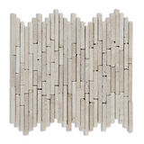 Ivory Travertine Tumbled Random Strip Mosaic Tile