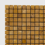 1 X 1 Gold / Yellow Travertine Tumbled Mosaic Tile