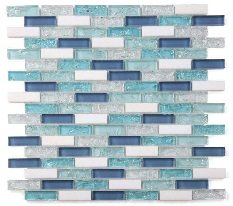 Iceberg Royal Blue Glass Mosaic Wall Tile-Mixed Mosaic-American Tile Depot