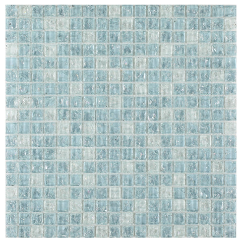 5/8 x 5/8 Iceberg Ocean Mini Square Glass Mosaic Wall Tile