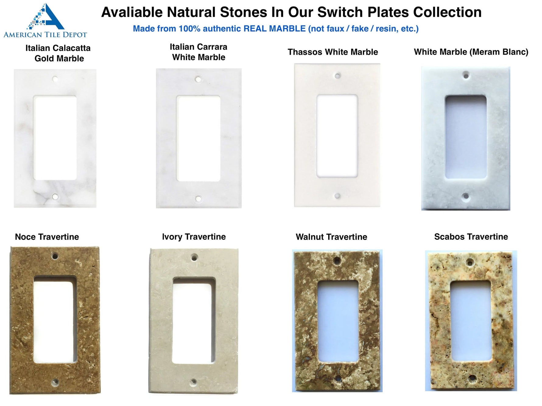 Italian Calacatta Gold Marble Double Toggle Rocker Switch Wall Plate / Switch Plate / Cover - Honed-Marble Wall/Switch Plate-American Tile Depot