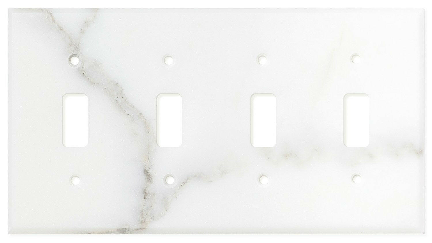 Italian Calacatta Gold Marble Quadruple Toggle Switch Wall Plate / Switch Plate / Cover - Honed-Marble Wall/Switch Plate-American Tile Depot