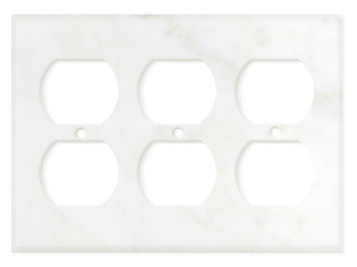 Italian Calacatta Gold Marble Triple Duplex Switch Wall Plate / Switch Plate / Cover - Honed-Marble Wall/Switch Plate-American Tile Depot