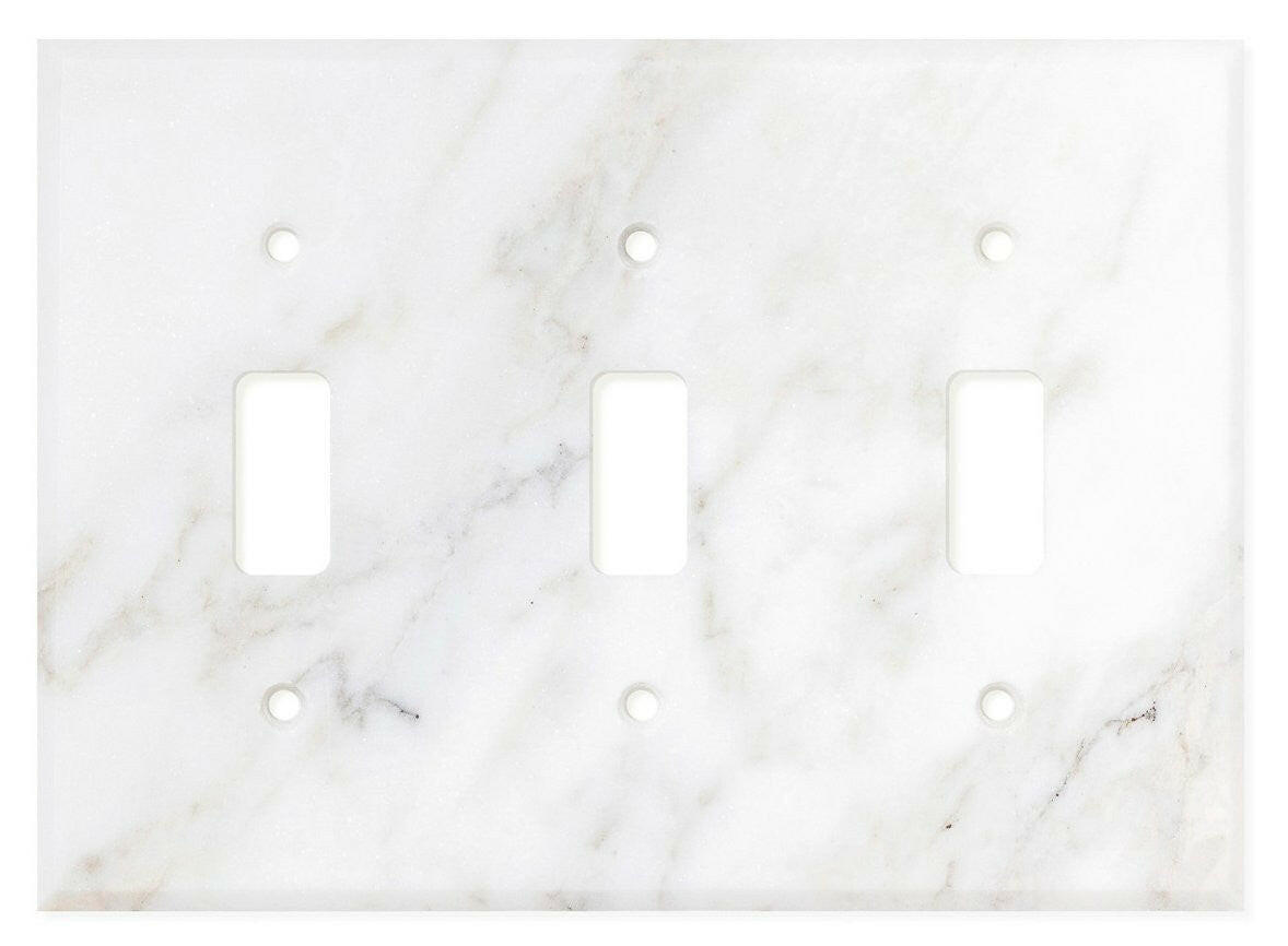 Italian Calacatta Gold Marble Triple Toggle Switch Wall Plate / Switch Plate / Cover - Polished-Marble Wall/Switch Plate-American Tile Depot