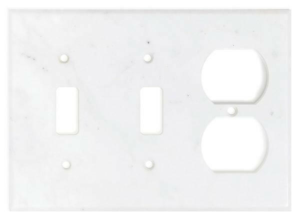 Italian Carrara White Marble Double Toggle Duplex Switch Wall Plate / Switch Plate / Cover - Honed-Marble Wall/Switch Plate-American Tile Depot