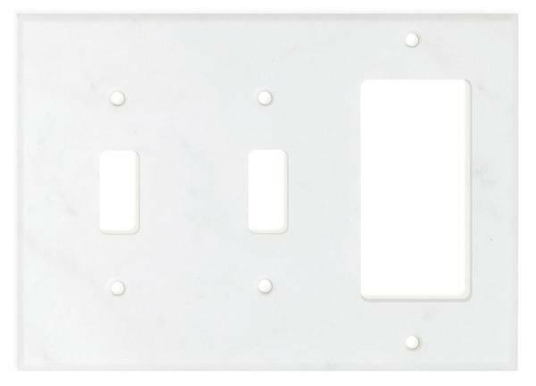 Italian Carrara White Marble Double Toggle Rocker Switch Wall Plate / Switch Plate / Cover - Honed-Marble Wall/Switch Plate-American Tile Depot