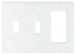 Italian Carrara White Marble Double Toggle Rocker Switch Wall Plate / Switch Plate / Cover - Polished-Marble Wall/Switch Plate-American Tile Depot