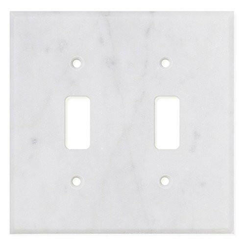 Italian Carrara White Marble Double Toggle Switch Wall Plate / Switch Plate / Cover - Polished-Marble Wall/Switch Plate-American Tile Depot