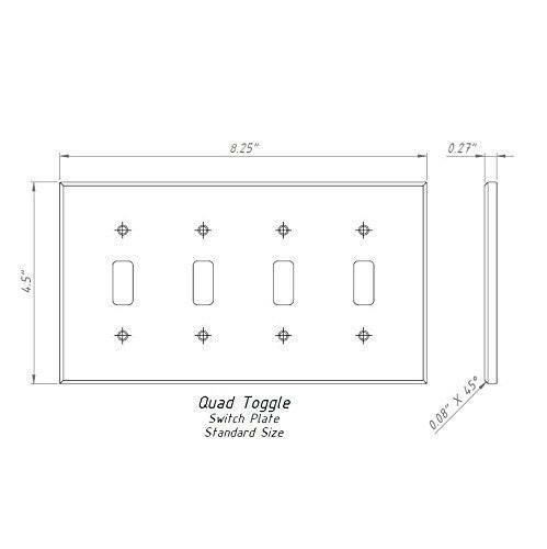 Italian Carrara White Marble Quadruple Toggle Switch Wall Plate / Switch Plate / Cover - Polished-Marble Wall/Switch Plate-American Tile Depot