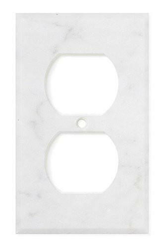 Italian Carrara White Marble Single Duplex Switch Wall Plate / Switch Plate / Cover - Honed-Marble Wall/Switch Plate-American Tile Depot