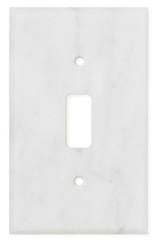 Italian Carrara White Marble Single Toggle Switch Wall Plate / Switch Plate / Cover - Honed-Marble Wall/Switch Plate-American Tile Depot