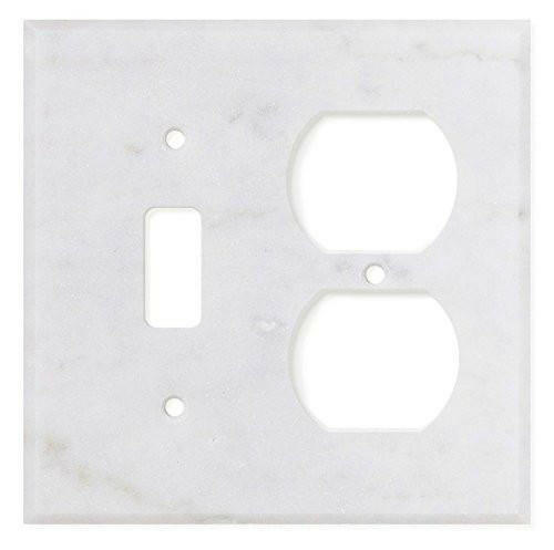 Italian Carrara White Marble Toggle Duplex Switch Wall Plate / Switch Plate / Cover - Honed-Marble Wall/Switch Plate-American Tile Depot