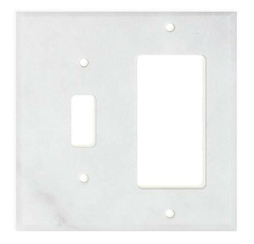 Italian Carrara White Marble Toggle Rocker Switch Wall Plate / Switch Plate / Cover - Honed-Marble Wall/Switch Plate-American Tile Depot