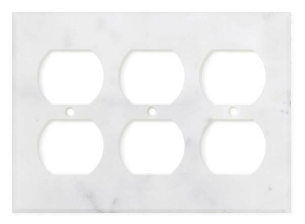 Italian Carrara White Marble Triple Duplex Switch Wall Plate / Switch Plate / Cover - Honed-Marble Wall/Switch Plate-American Tile Depot