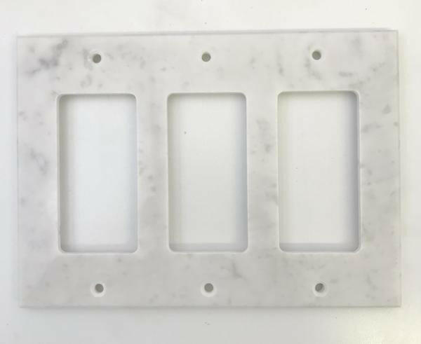 Italian Carrara White Marble Triple Rocker Switch Wall Plate / Switch Plate / Cover - Honed-Marble Wall/Switch Plate-American Tile Depot