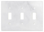 Italian Carrara White Marble Triple Toggle Switch Wall Plate / Switch Plate / Cover - Honed-Marble Wall/Switch Plate-American Tile Depot