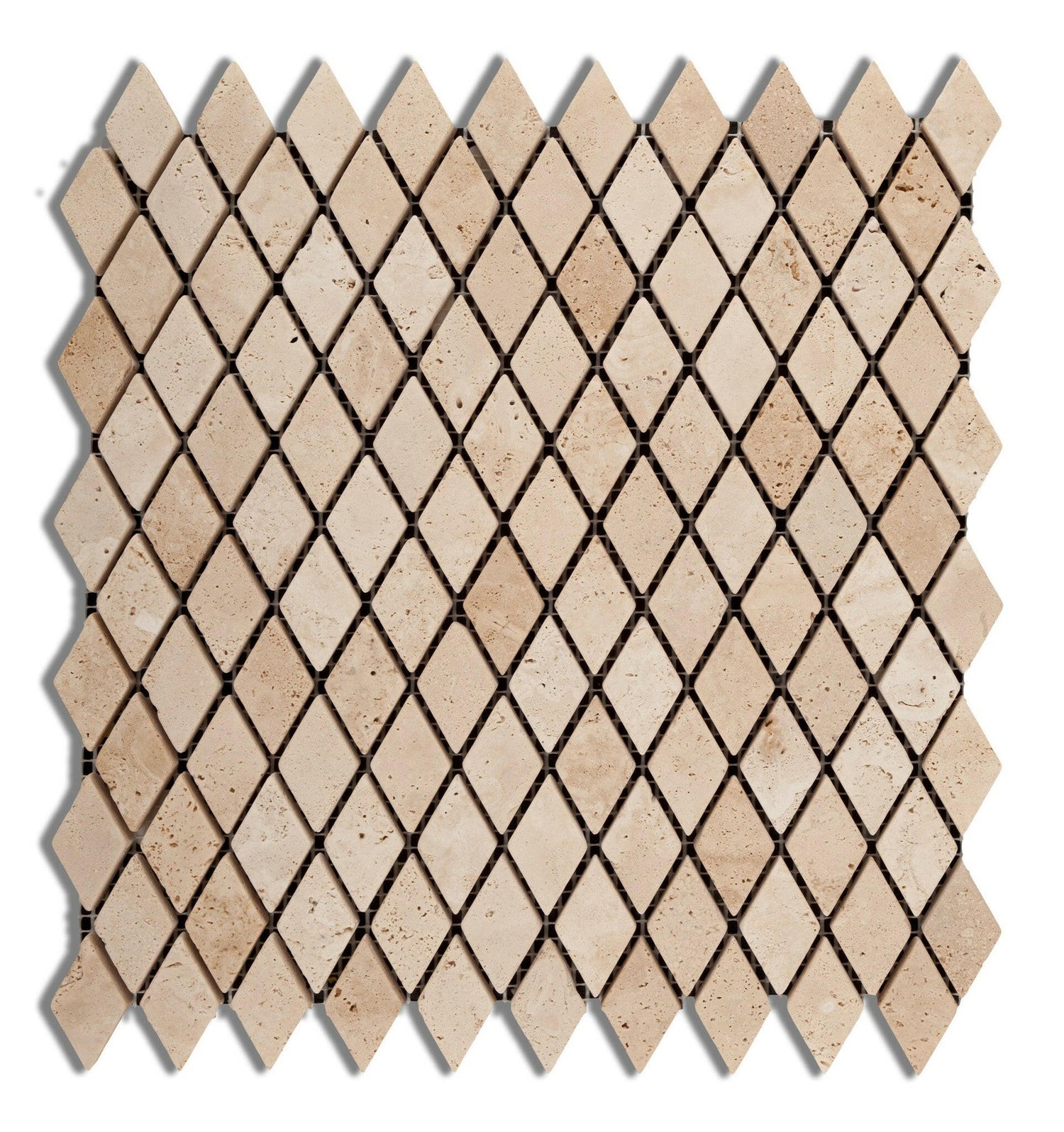 Ivory Travertine 1" Diamond Tumbled Mosaic Tile-Travertine Mosaic-American Tile Depot