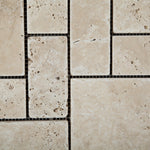 Ivory Travertine 3-Pieced Mini-Pattern Tumbled Mosaic Tile-Travertine Mosaic-American Tile Depot