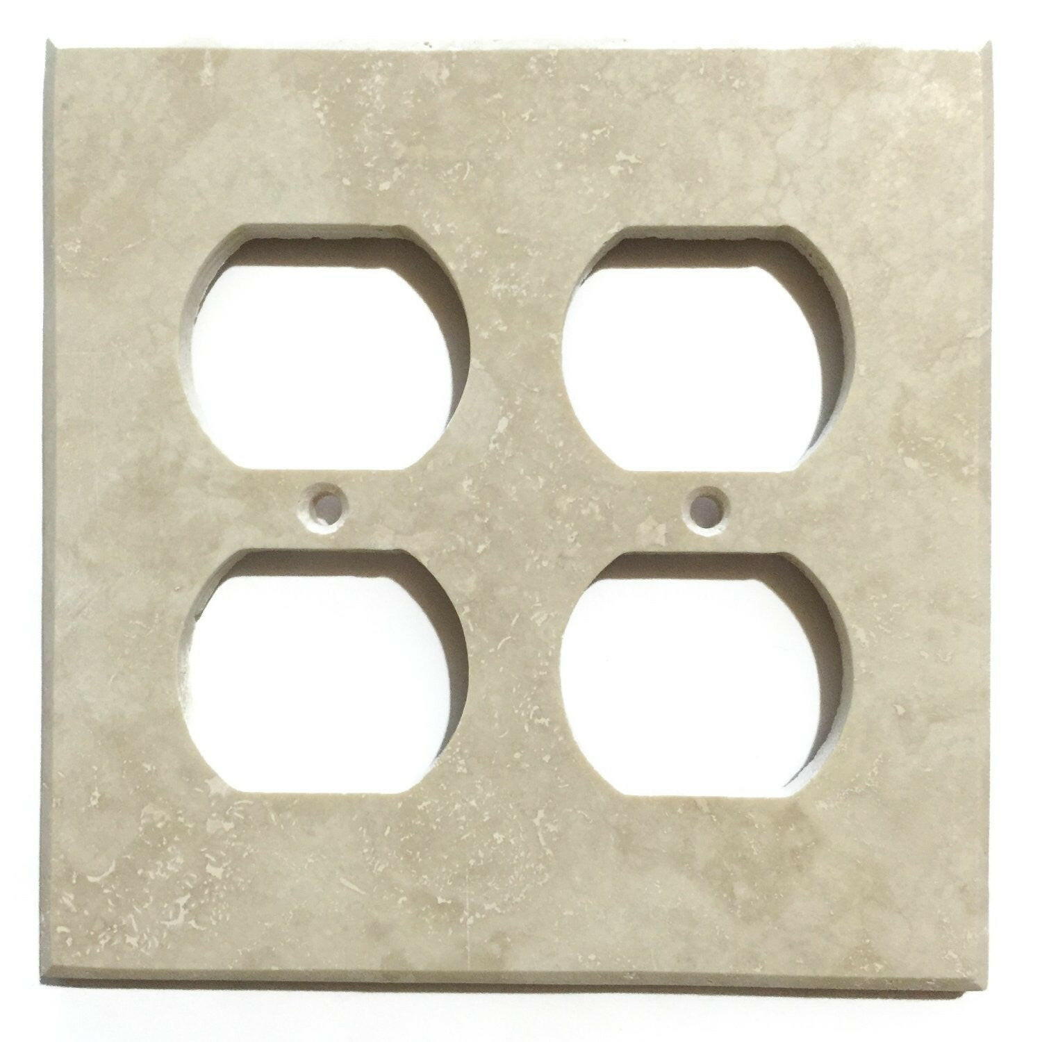 Ivory Travertine Double Duplex Switch Wall Plate / Switch Plate / Cover - Honed-Travertine Wall/Switch Plate-American Tile Depot