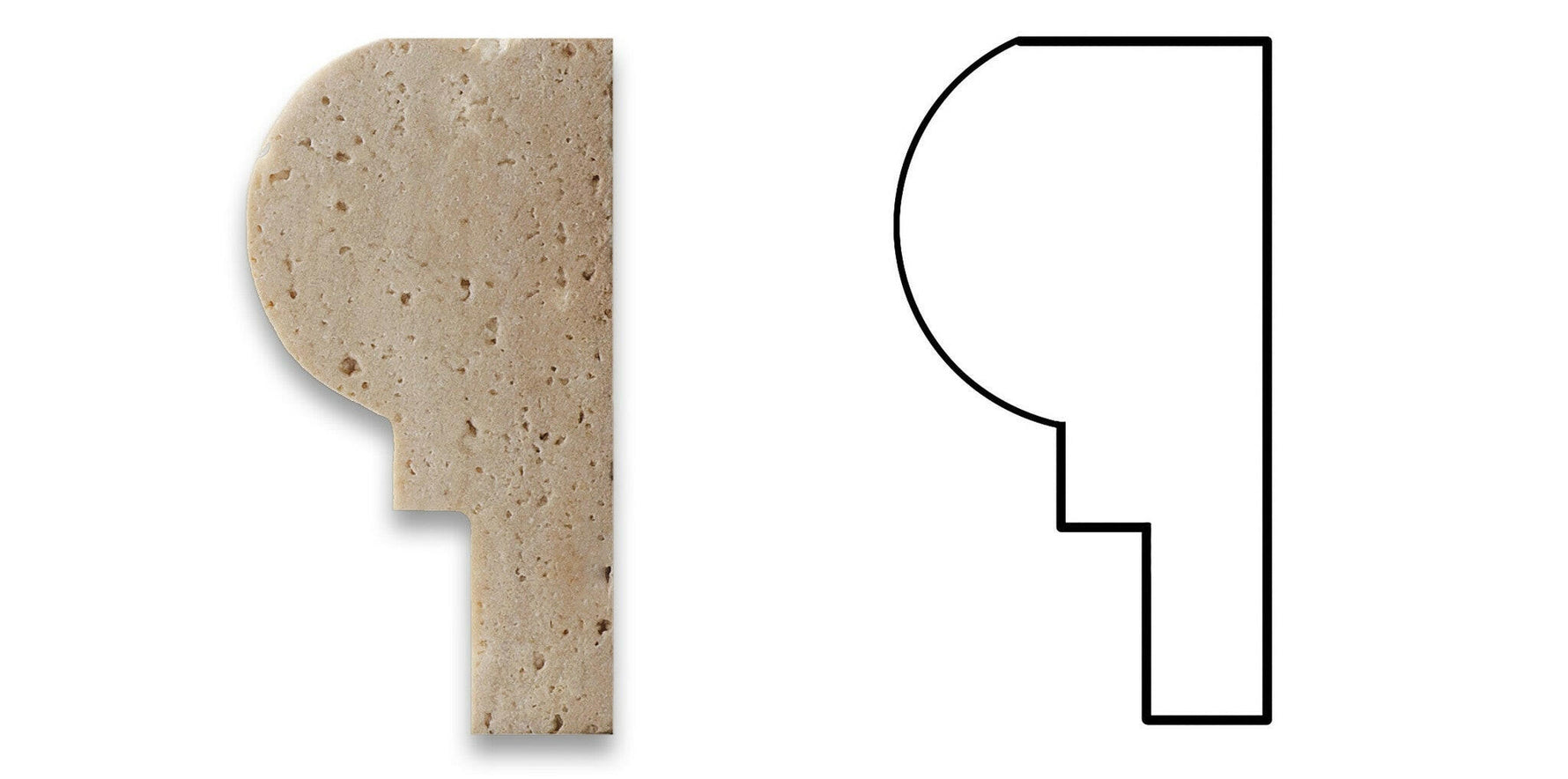 Ivory Travertine Honed OG-1 Chair Rail Molding Trim-Travertine Molding/Trim-American Tile Depot