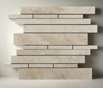 Ivory Travertine Honed Random Strip Mosaic Tile-Travertine Mosaic-American Tile Depot