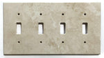 Ivory Travertine Quadruple Toggle Switch Wall Plate / Switch Plate / Cover - Honed-Travertine Wall/Switch Plate-American Tile Depot