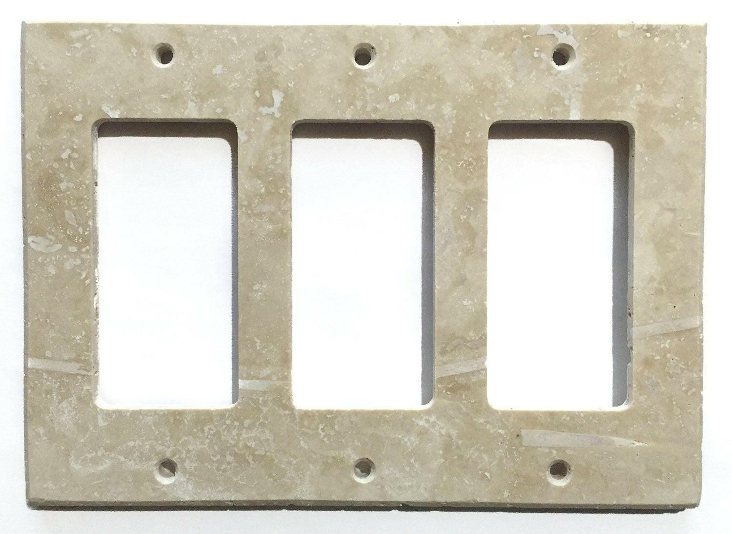 Ivory Travertine Triple Rocker Switch Wall Plate / Switch Plate / Cover - Honed-Travertine Wall/Switch Plate-American Tile Depot