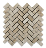 Ivory Travertine Tumbled 1 X 2 Herringbone Mosaic Tile-Travertine Mosaic-American Tile Depot