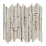 Ivory Travertine Tumbled Random Strip Mosaic Tile-Travertine Mosaic-American Tile Depot