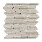 Ivory Travertine Tumbled Random Strip Mosaic Tile-Travertine Mosaic-American Tile Depot