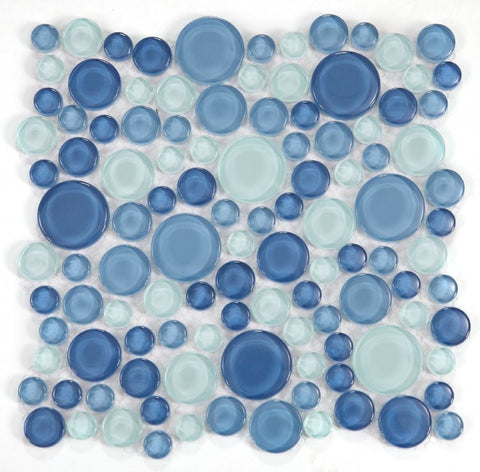 Lucy Blue Polished Circular Glass Mosaic Tile