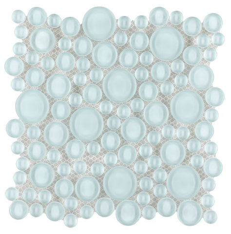 Lucy Turquoise Circular Glass Mosaic Tile