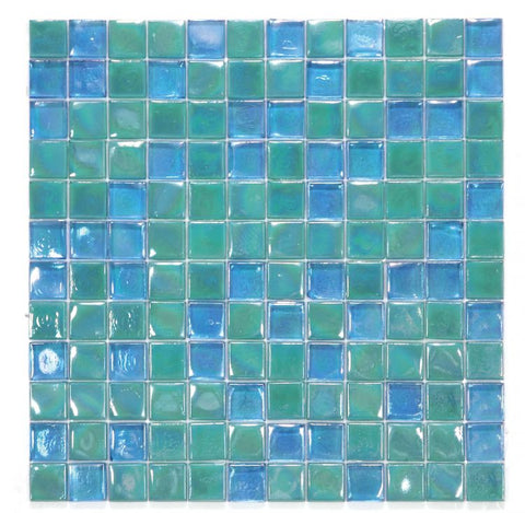1 x 1 Aquarius Lake Square Glass Mosaic Tile