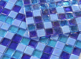 1 x 1 Aquarius Ocean Square Glass Mosaic Tile