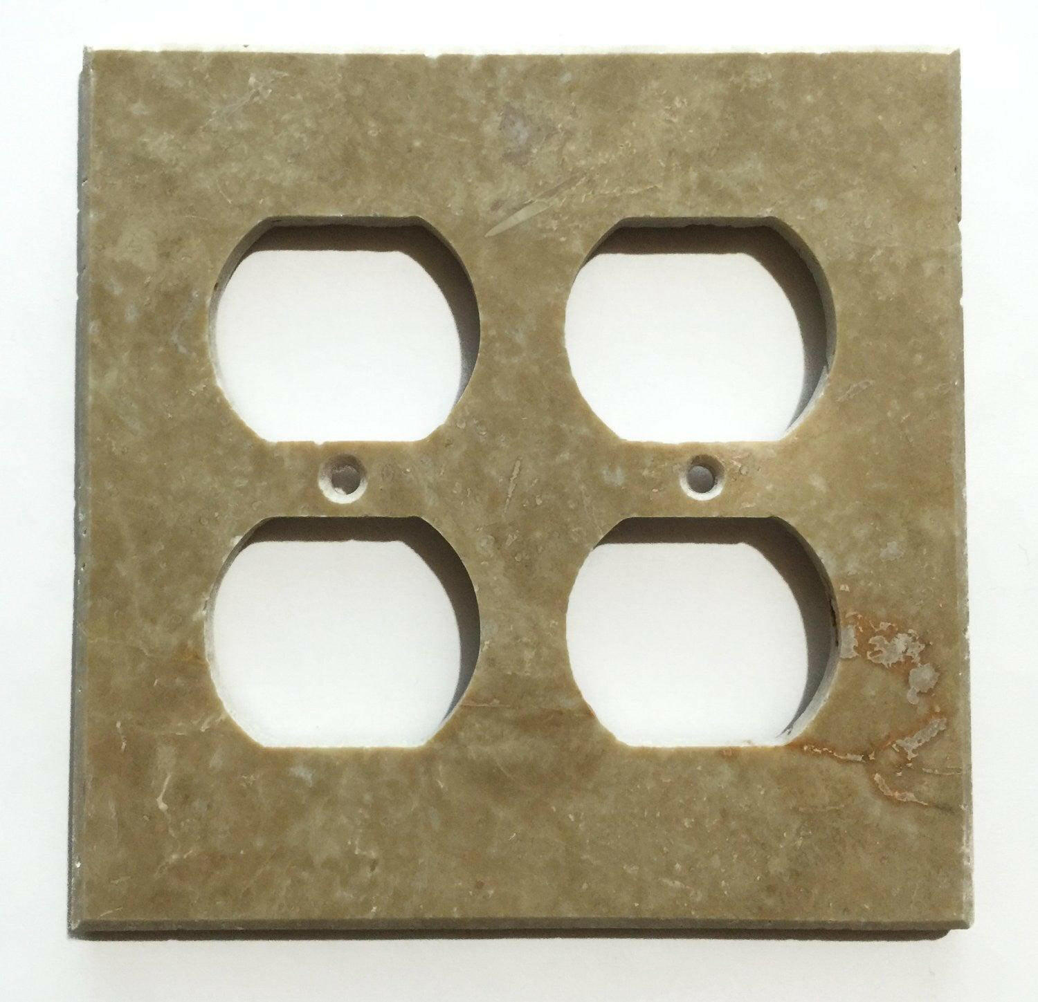 Light Walnut Travertine Double Duplex Switch Wall Plate / Switch Plate / Cover - Honed-Travertine Wall/Switch Plate-American Tile Depot