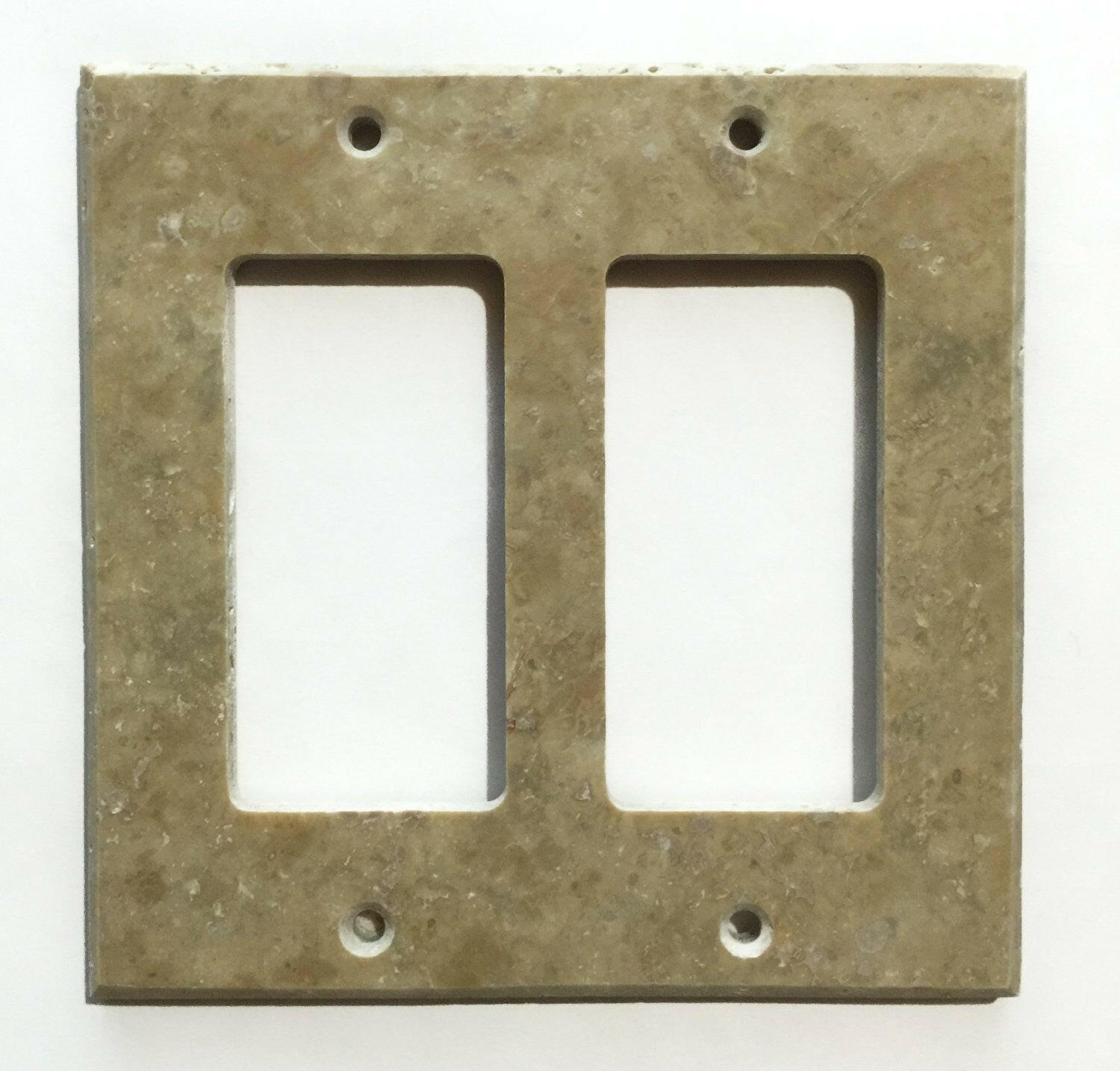 Light Walnut Travertine Double Rocker Switch Wall Plate / Switch Plate / Cover - Honed-Travertine Wall/Switch Plate-American Tile Depot