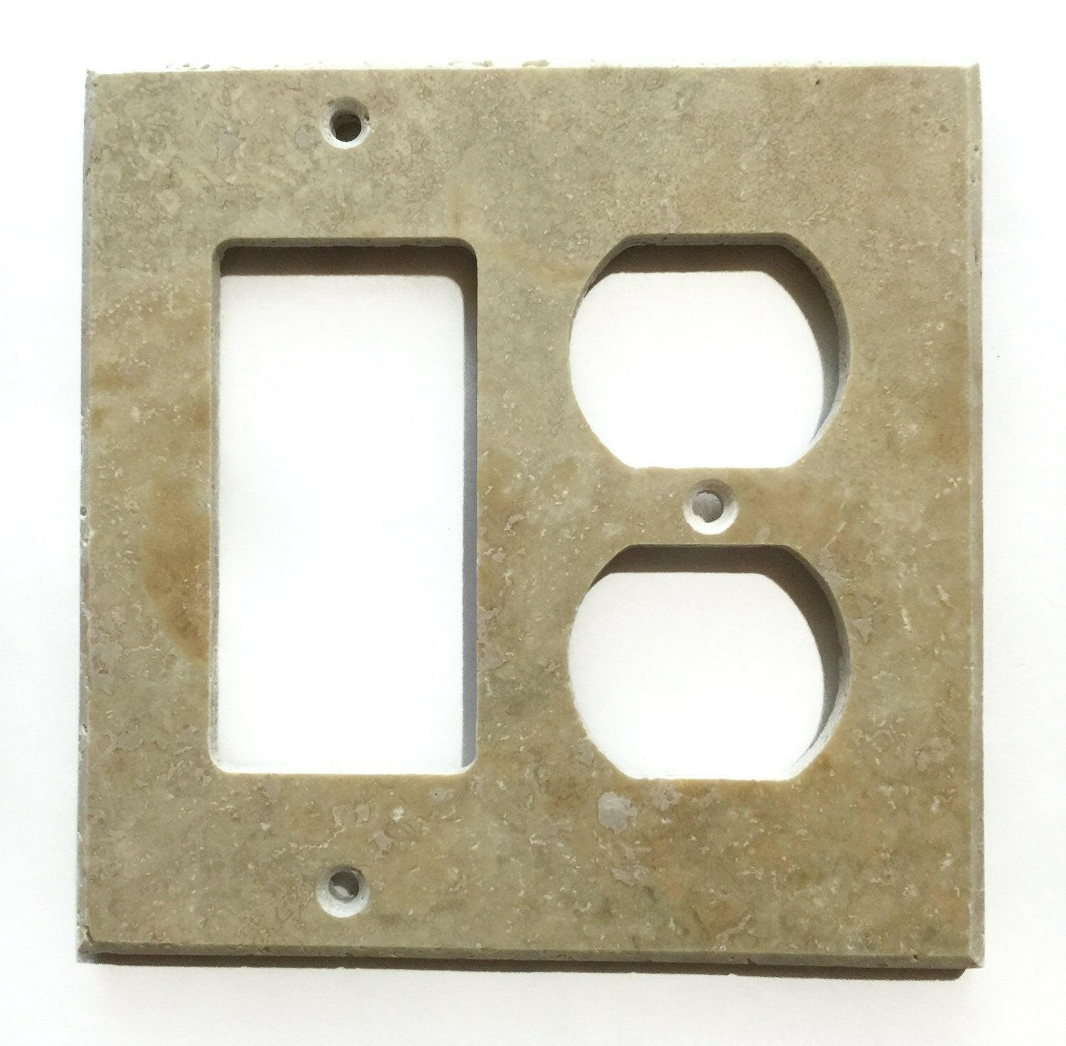 Light Walnut Travertine Rocker Duplex Switch Wall Plate / Switch Plate / Cover - Honed-Travertine Wall/Switch Plate-American Tile Depot