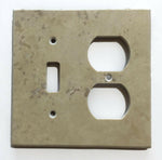 Light Walnut Travertine Toggle Duplex Switch Wall Plate / Switch Plate / Cover - Honed-Travertine Wall/Switch Plate-American Tile Depot