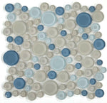 Lucy Cielo Polished Circular Glass Mosaic Tile-Glass Mosaic-American Tile Depot