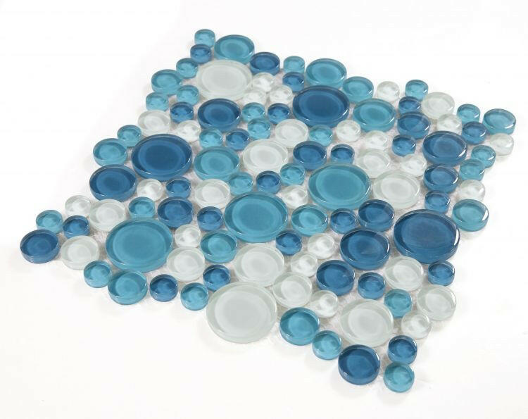 Lucy Ocean Circular Glass Mosaic Tile-Glass Mosaic-American Tile Depot