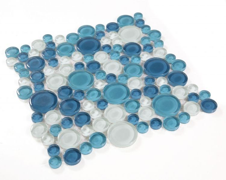 Lucy Ocean Circular Glass Mosaic Tile-Glass Mosaic-American Tile Depot