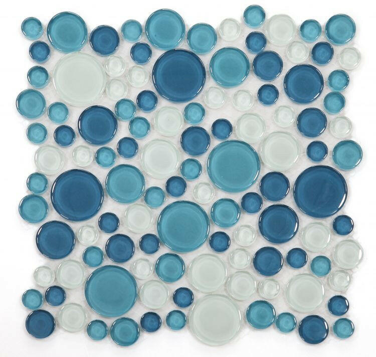 Lucy Ocean Circular Glass Mosaic Tile-Glass Mosaic-American Tile Depot