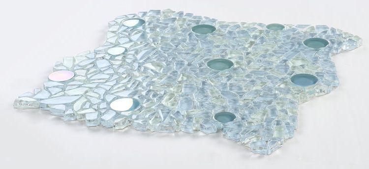 Lucy Shimmer Blue Circular & Pebble Glass Mosaic Tile-Glass Mosaic-American Tile Depot