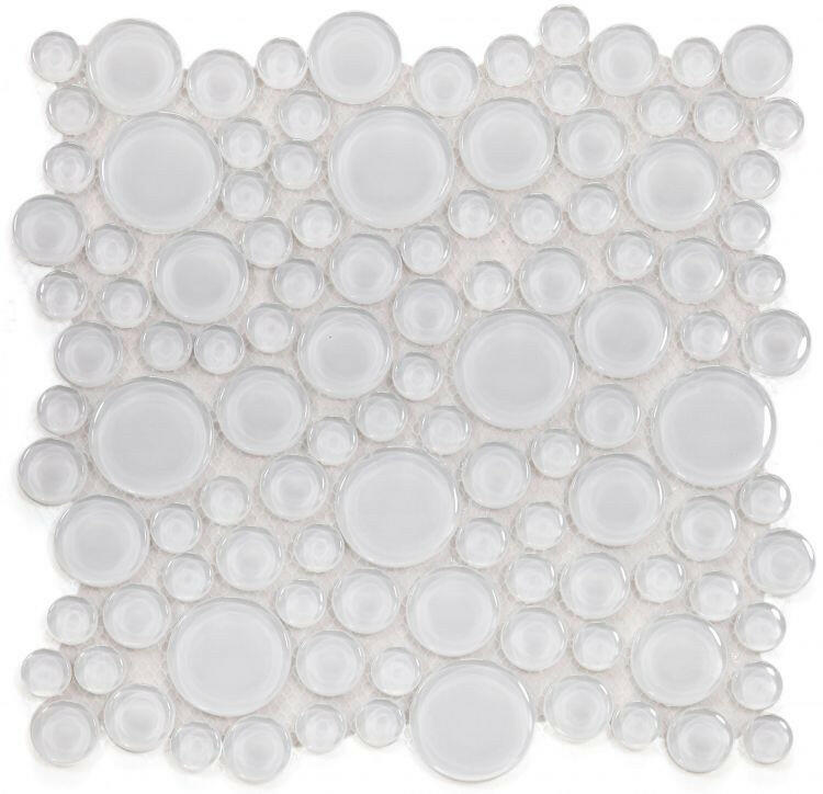 Lucy Snow Polished Circular Glass Mosaic Tile-Glass Mosaic-American Tile Depot