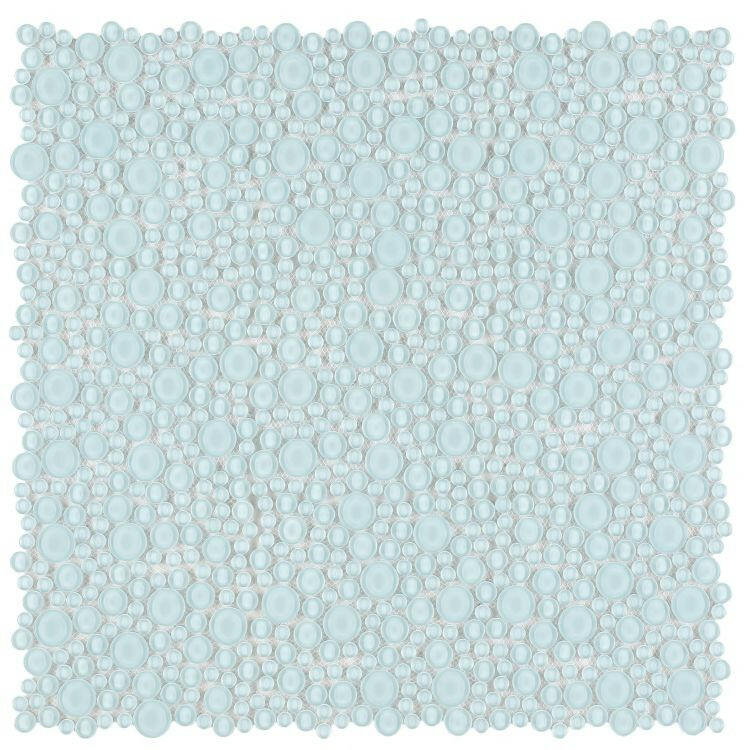 Lucy Turquoise Circular Glass Mosaic Tile-Glass Mosaic-American Tile Depot